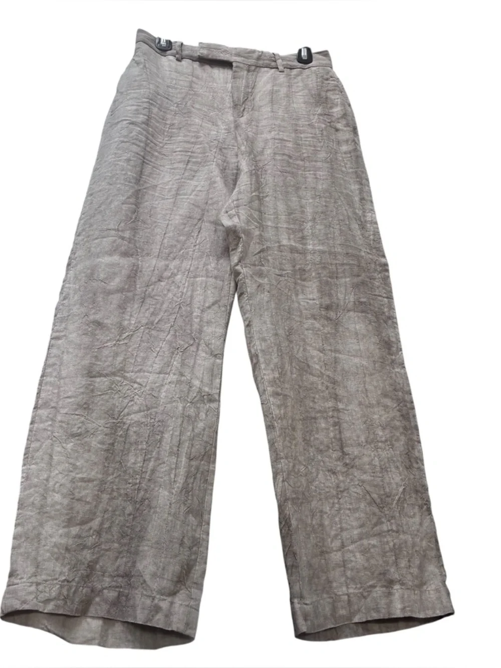 Zara 100% Linen Wide Leg Pants - Natural Crinkle - S - Picture 2 of 12